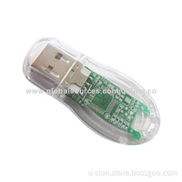 Hot Sale Plastic Transparent USB Memory Stick, Hot Plug-and-play Function, USB2.0 Interface